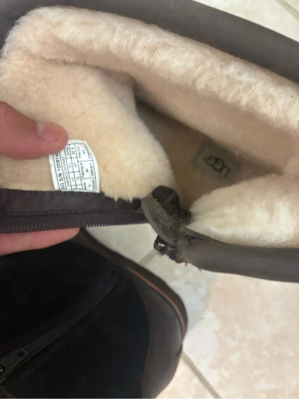 UGG Men's Brown Suede Shearling Ankle Boots